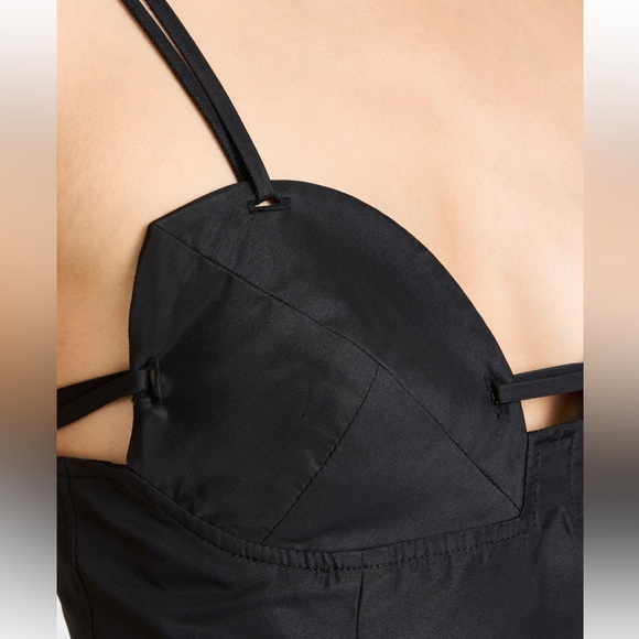 NWT Ganni Strappy Taffeta Dress Drop Waist Black 36 - Picture 3 of 9